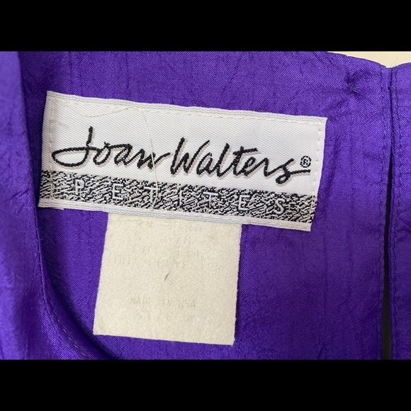 Joan Walters Vintage Royal Purple Embroidered Pocket Top Blouse Padded Medium - Picture 3 of 5